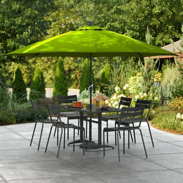 Lancaster Table & Seating 11' Moss Green Crank Lift Aluminum Umbrella 164UMBAL11HG